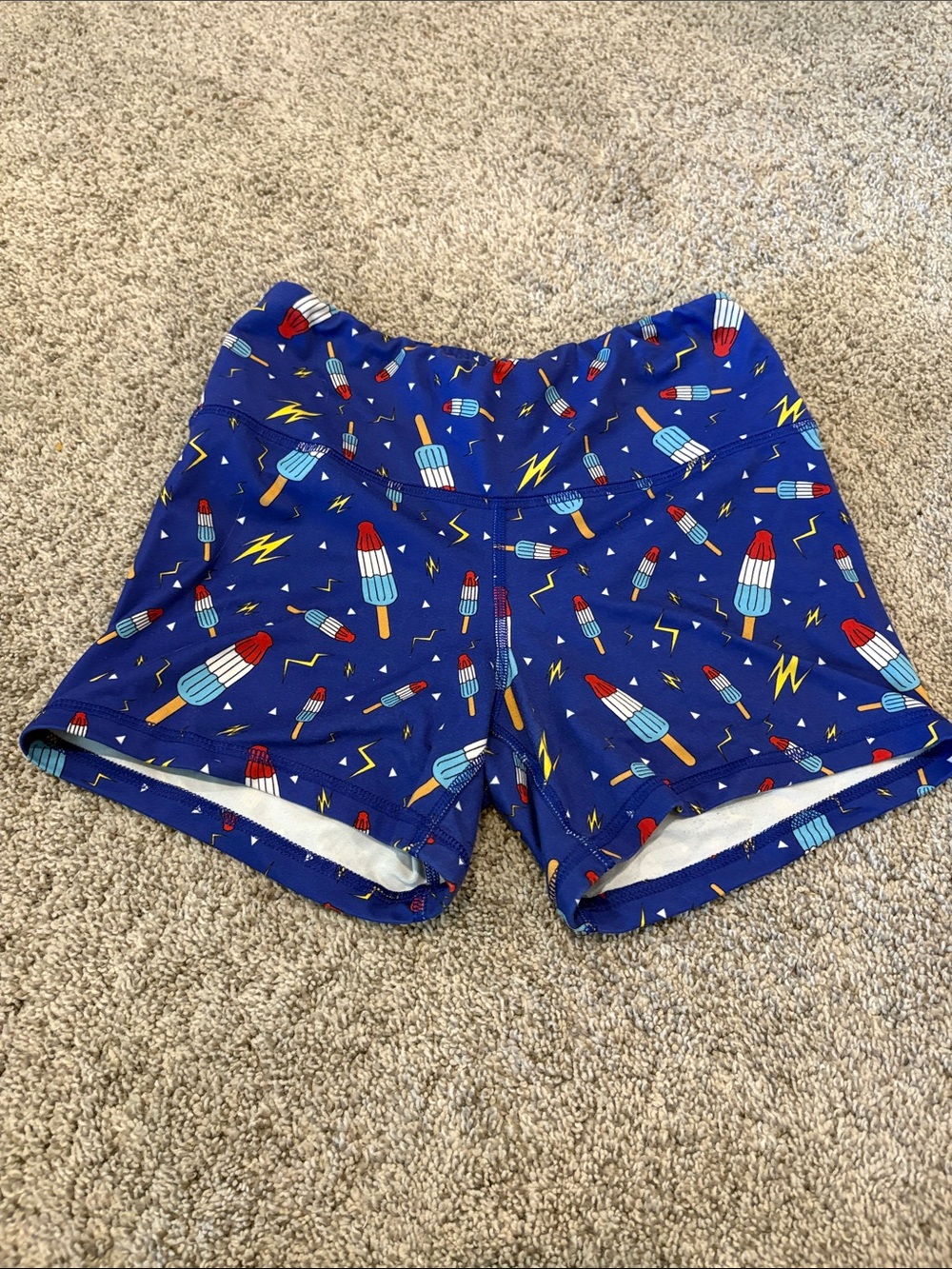 Fleo Blue Athletic Shorts with Popsicle Print
